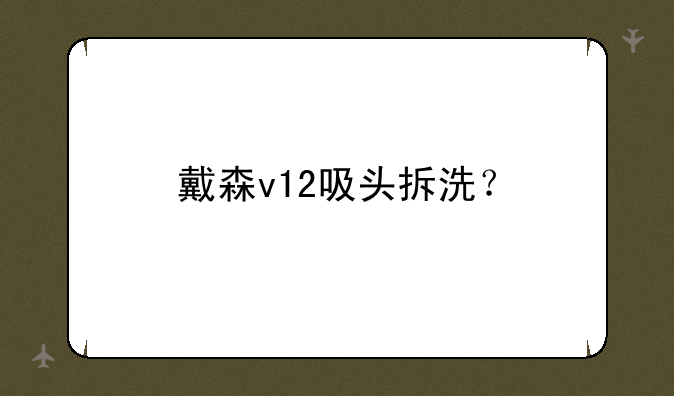 戴森v12吸头拆洗？