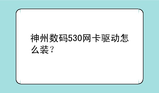 神州数码530网卡驱动怎么装？