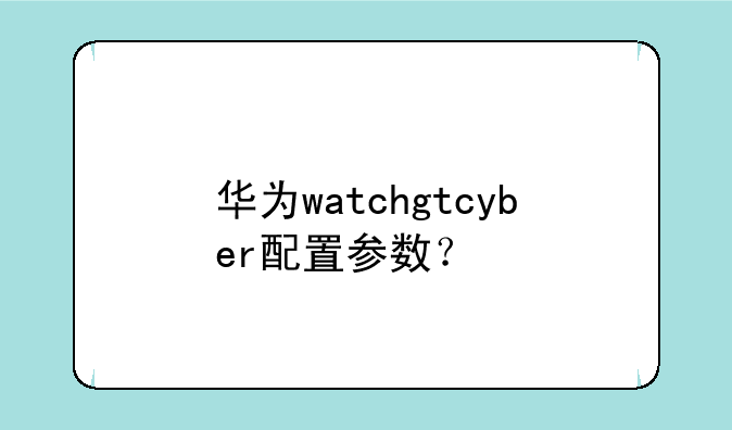 华为watchgtcyber配置参数？