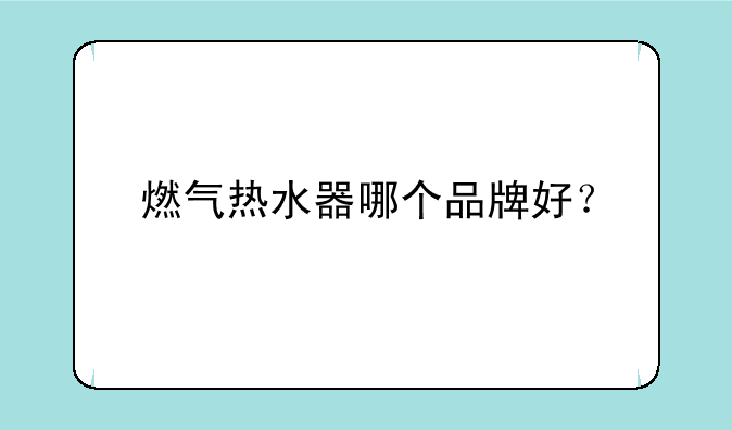 燃气热水器哪个品牌好？