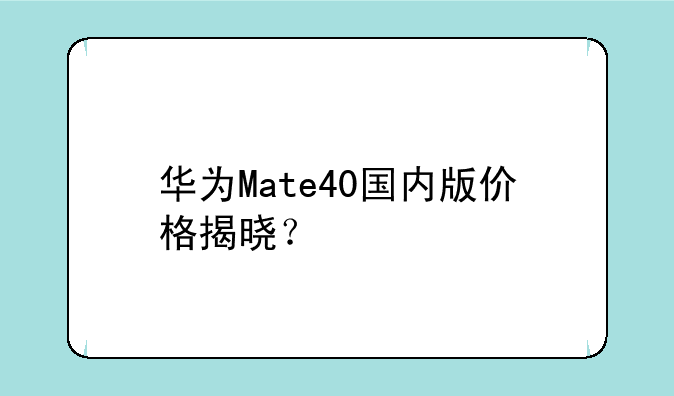 华为Mate40国内版价格揭晓？