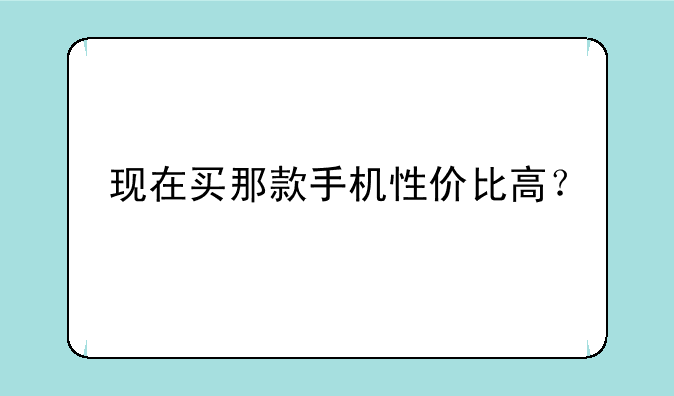 现在买那款手机性价比高？