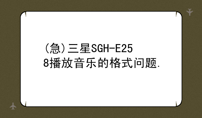 (急)三星SGH-E258播放音乐的格式问题.