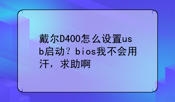 戴尔D400怎么设置usb启动？bios我不会用汗，求助啊