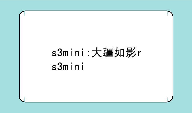 s3mini:大疆如影rs3mini