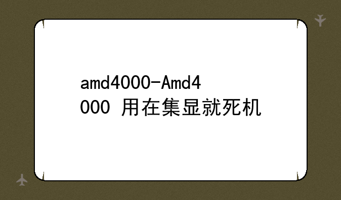 amd4000-Amd4000+用在集显就死机