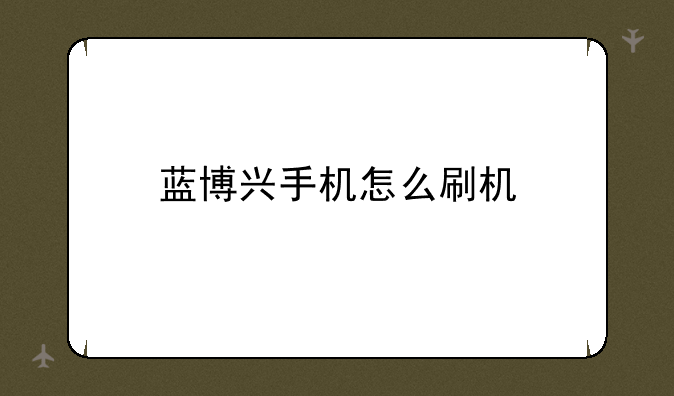 蓝博兴手机怎么刷机