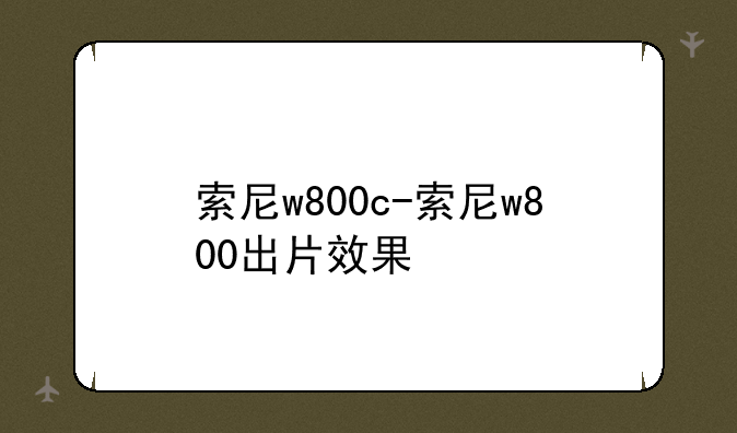 索尼w800c-索尼w800出片效果