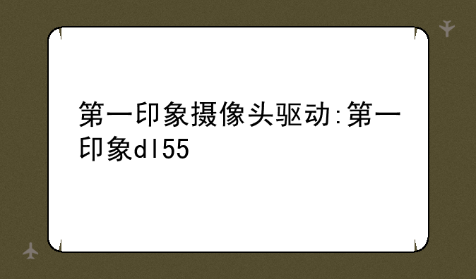 第一印象摄像头驱动:第一印象dl55