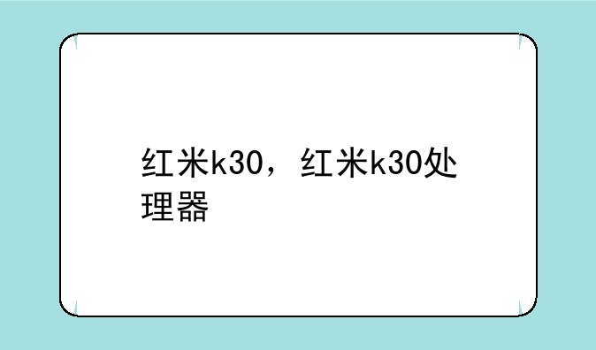 红米k30，红米k30处理器