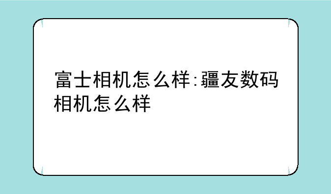 富士相机怎么样:疆友数码相机怎么样