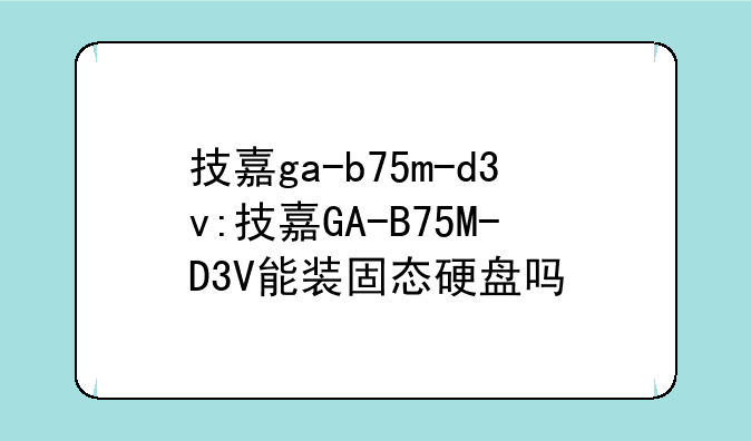 技嘉ga-b75m-d3v:技嘉GA-B75M-D3V能装固态硬盘吗