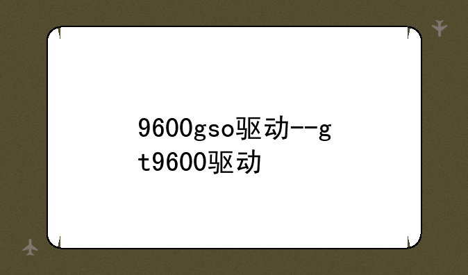 9600gso驱动--gt9600驱动